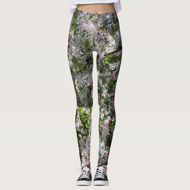 Rosa Blüten Leggings (Vorderseite)