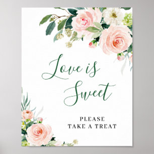 Rosa Blüten Liebe ist süße Hochzeitsschild Poster