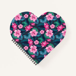 Rosa Blüten mit grünen Blättern Muster-79066 Notizbuch