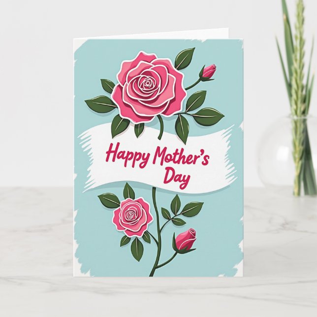 Rosa Blüten Muttertags-Kunstkarte Karte (Vorderseite)