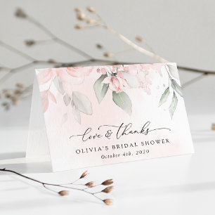 Rosa Blüten, rosa Blumen, Boho, Brautparty Dankeskarte