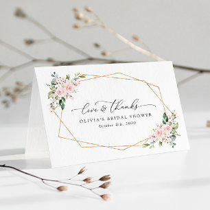 Rosa Blüten, rosa Blumen, Boho, Brautparty Dankeskarte