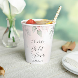Rosa Blüten, rosa Blumen, Boho, Brautparty Pappbecher
