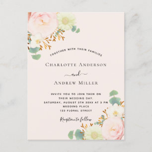 Rosa Blüten Rose Goldhochzeit Postkarte