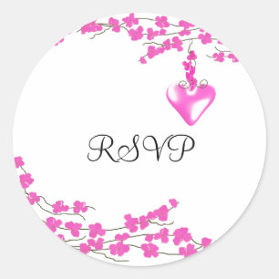 Rosa Blüten RSVP Runder Aufkleber
