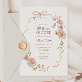 Rosa Blüten und Brautparty Einladung
