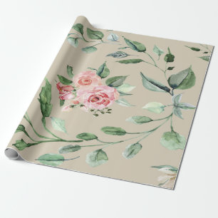 Rosa Blüten und Grün Geschenkpapier