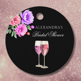 Rosa Blüten und Prosecco Brautdusche Danke schön Geschenkanhänger