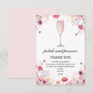 Rosa Blüten und Prosecco Brautparty Dankeskarte