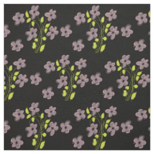 Rosa Blüten und Schwarz mit Limonen Stoff
