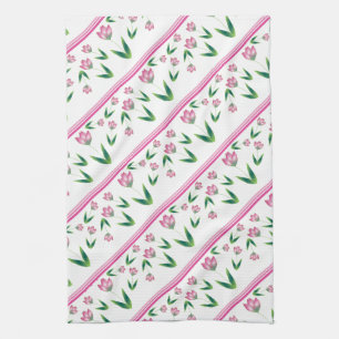 Rosa Blüten und Streifen Handtuch