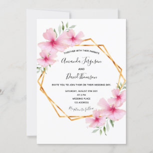 Rosa Blüten Weißgoldene Hochzeit Einladung