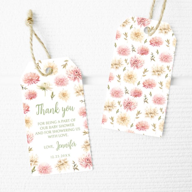 Rosa Blütenbaby in Blütendusche danke Anhänger (Von Creator hochgeladen)