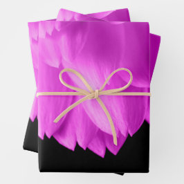 Rosa Blütenblätter auf schwarzen Blume Geschenkpapier Set