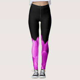 Rosa Blütenblätter auf schwarzen Blume Leggings