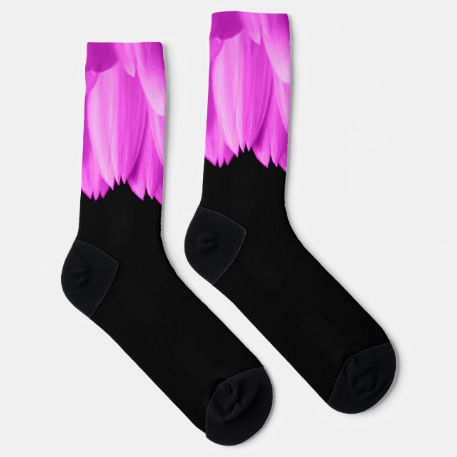 Rosa Blütenblätter auf schwarzen Blume Socken (Rechts)