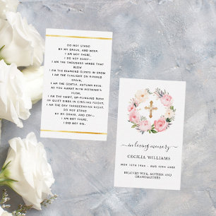 Rosa Blütenblätter kreuzen Begräbniskarte Visitenkarte