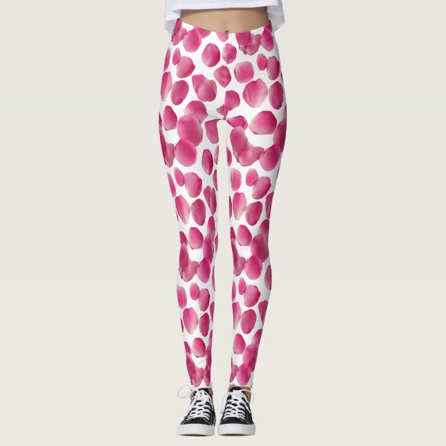 Rosa Blütenblätter Muster Leggings (Vorderseite)