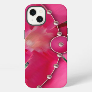 Rosa Blütenblätter und Perlen iPhone 13 Hülle