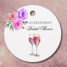 Rosa Blütenblätter und Prosecco Brautparty Danke s Geschenkanhänger