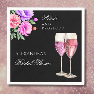 Rosa Blütenblätter und Prosecco Brautparty Serviette