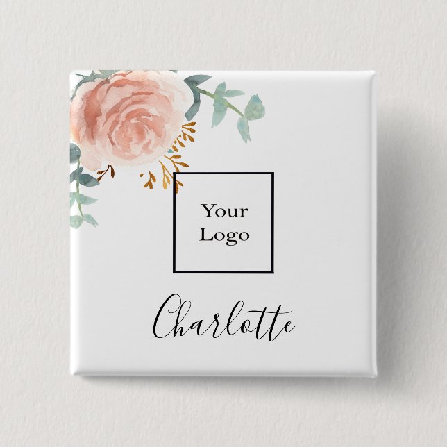 Rosa Blütenblättrige Eukalyptus-Bezeichnung Button (Vorderseite)