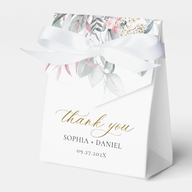 Rosa Blütenblättriger Eukalyptus Botanische Hochze Geschenkschachtel (Vorderseite)