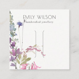 Rosa Blütenblau Glockenblume Sitzhaar Clip Display Quadratische Visitenkarte