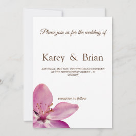 Rosa Blütenblossom Minimale Hochzeitkarte Einladung