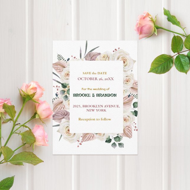Rosa Blütenblühende Hochzeit Einladung (Von Creator hochgeladen)
