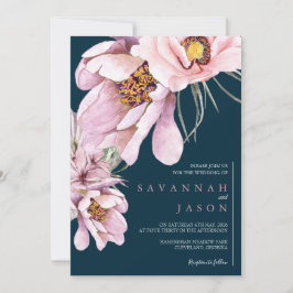 Rosa Blütenblume Sonnenblumen Hochzeit einladen Einladung