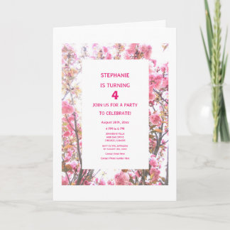 Rosa Blütenblume Vierte Zierkirsche Einladung
