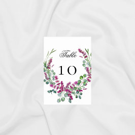 Rosa Blütenblumen, Eukalyptus-Grünpflanzen Tischnummer