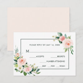 Rosa Blütenblüte Hochzeit RSVP mit Wahlmöglichkeit Karte
