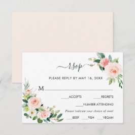 Rosa Blütenblüte Hochzeit RSVP mit Wahlmöglichkeit Karte