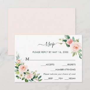 Rosa Blütenblüte Hochzeit RSVP mit Wahlmöglichkeit Karte