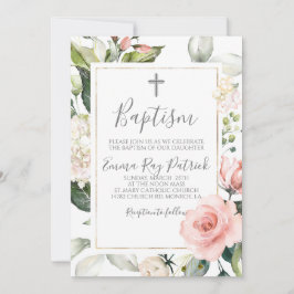 Rosa Blütenblüte Taufe Einladung