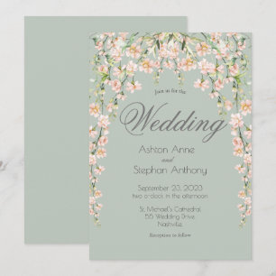 Rosa Blütenblüte Wildblumen Elegante Hochzeit Einladung