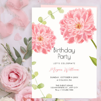 Rosa Blütenblüten Geburtstag Einladung
