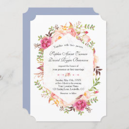 Rosa Blütenblütenblütenblüte Hochzeit mit geometri Einladung