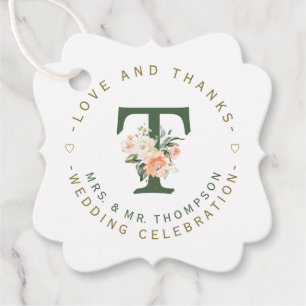 Rosa Blütenblütenmonogramm Geschenkanhänger