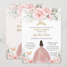 Rosa Blütendruckerin Rose Gold Quinceañera I Einladung