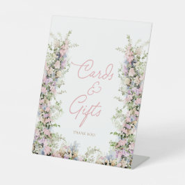 Rosa Blütendusche Kinderkarten und Geschenke Sockelschild