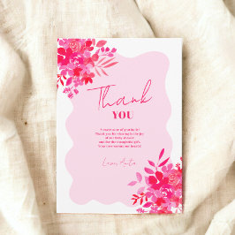Rosa Blütendusche mit rosa Rahmen und rosa Blütend Dankeskarte