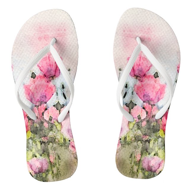 Rosa Blütenfarben Sommer Flip Flops (Fußbett)