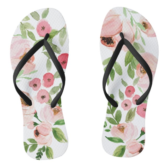 Rosa Blütenfarbene Hochzeit Flip Flops (Fußbett)
