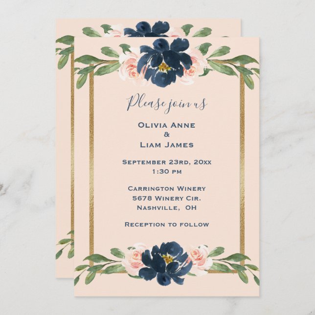 Rosa Blütenfarbener Einblick in das Paradies Einladung (Vorne/Hinten)