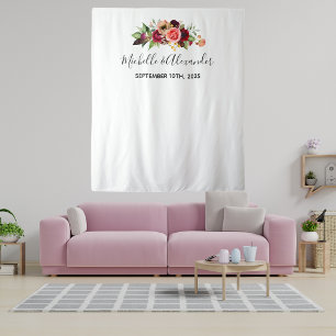 Rosa Blütenfloralen, weiße Hochzeit Wandteppich
