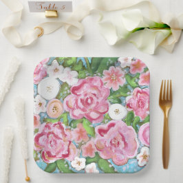 Rosa Blütenfrühlingsblüten Pappteller
