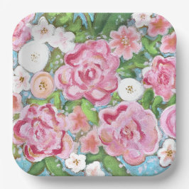 Rosa Blütenfrühlingsblüten Pappteller